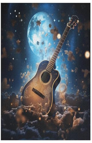 Gitarre-Puzzle Für Erwachsene, 1000 Teile, Holzpuzzle, Kinderpuzzle, Dekompressionsspiel, Spielzeugpuzzle （78×53cm）