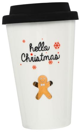 FUNOMOCYA Keramik Kaffeetasse Mit Deckel Löffel Weihnachtsmuster Tasse Becher Für Zuhause Büro Party