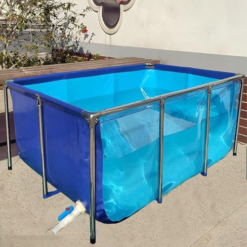 Poolteich, mit transparenter Sichtscheibe und Ablassventil, PVC-Plane mit Stahlrahmen für Teiche, Aquarien, Koi (50 x 40 x 30 cm)