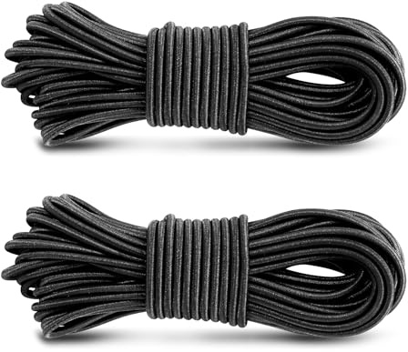 2 Stück Elastische Kordel, Gummiseil 3mm x 10m, Elastische Schnur, Hochwertiges Schwarzes Gummiband, Ideal für Zelt, Rucksack, Camping, DIY-Projekte, Schnürsenkel, Anhänger & Wäscheleinen