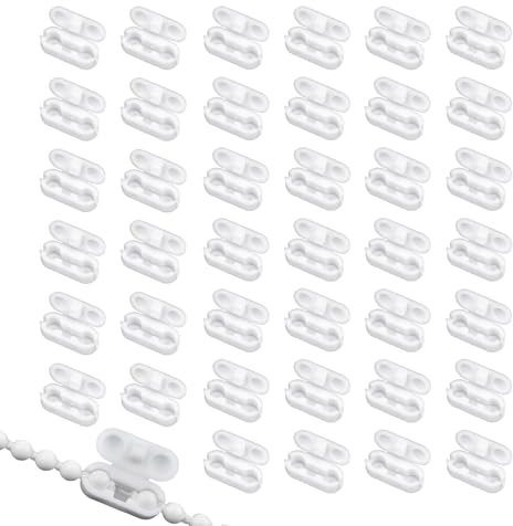 SYEYCW 40 Stück Kettenverbinder, Rollo Kettenverbinder, Kunststoff-Kettenverbinder, Kettenclips für Vertikaljalousien, Kunststoff Kettenverbinder Passend für Rollos, Weiß Ersatz Kugelketten Clip