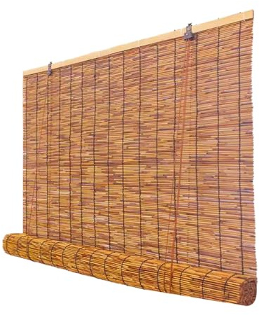 Xalteafe Reed VorhäNge,Rollo Retro,Rolljalousien,Reed Roll-Tunes,Sichtschutz Sonnenschutz Schilfrohrvorhang,Aussen Schilf Vorhang,Wetterfest Sichtschutz Rollo,FüR Fenster/Pavillon/Balkon