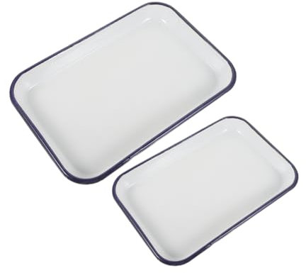 BESPORTBLE Bandejas Rectangulares Esmaltadas Para Horno Multifuncional 20x30cm y 24x34cm Resistentes Al Antiadherentes Adecuado Para Asar y Hornear