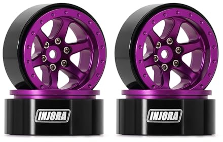 INJORA 1.3 Aluminium Beadlock Wheel Rims - Negative Offset -4.05mm for TRX4M SCX24 Upgrade 1/24 1/18 RC Crawler Car(Purple)