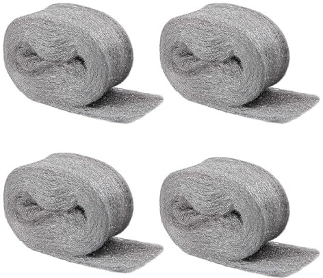 4 rollos de lana de acero 000, lana de alambre, lana de acero repelente para el hogar, garaje y jardín