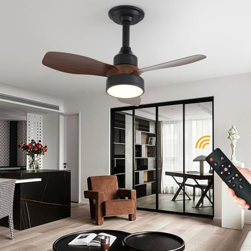 JDONG Braun Deckenventilator mit Beleuchtung Ø 62CM Leise Deckenventilator mit Fernbedienung 3 Farbtemperatur und 3 Geschwindigkeiten Deckenlampe mit Ventilator Timer Deckenlampe für Schlafzimmer