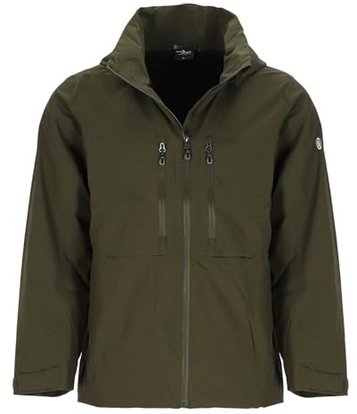 Blue Wave Herren Funktionsjacke Nick mit abnehmbarer Kapuze - Wasserdichte Outdoor-Jacke winddicht und atmungsaktiv in Oliv Größe L