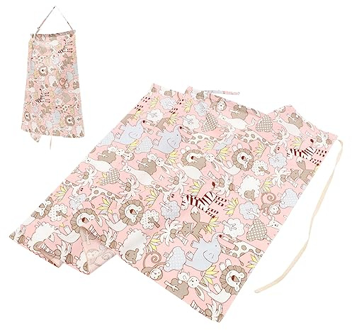 CHICAMPERA Tablier D'allaitement en Coton Rose, Léger et Pliable, Bretelle Réglable, Double Couche, pour Allaitement en Extérieur et Protection Vie Privée