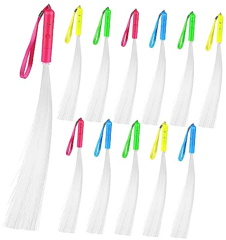 12 Stück Leuchtstäbe aus PVC mit Trageband, Tragbar | Stabile Beleuchtung, Eingebauter Knopfakku, für Musikpartys und Festivals