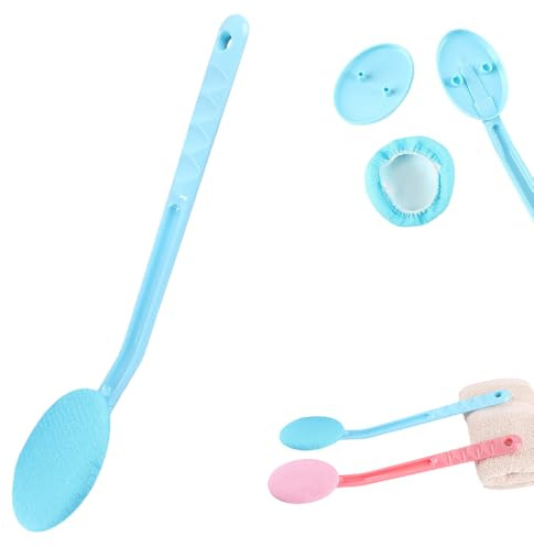 Eincremehilfe für Rücken, Rückenbürste mit Langem Stiel, Sunscreen Applicator, Duschbürste Rückenschrubber, Optimale Rückenpflege, Duschbad Körperwaschbürste Rückenpflege (Blau)