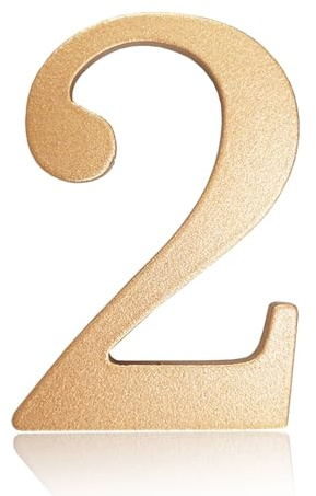 Self Adhesive House Numbers Stickers 2 Inch Modern Metal Stainless Steel Door Number 5cm Black/Gold/Silver Address Mailbox Sign, for Wall Decor Hotel Apartment Home Room Office Cafe Garden(Gold 2)