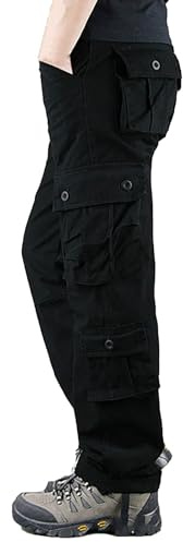 Pantalon cargo à plusieurs poches pour homme - Style décontracté - Coupe droite ample - 8 poches - Matière légère en coton et polyester