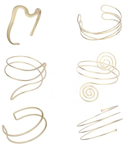 Mikovivi 6 Pulseras Doradas para el Brazo Superior de Mujer, Brazalete Ajustable con Diseño Abierto y Espiral Simple Accesorios Personalizados Regalo de Joyería