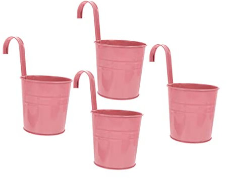 SUPVOX Vaso Da Fiori Sospeso in Ferro Gancio Staccabile, Set Da 4 Secchi Per Piante Da Giardinaggio Da Balcone Foro Di Drenaggio, Decorazione Per Giardino e Patio