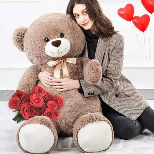 MorisMos 130cm riesen Teddy Kuscheltier XXL, groß teddybär XXL plüschtier stoffbär, Geburtstag Freundin Mädchen Mann männer