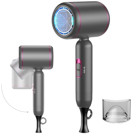 Secador pelo viaje 1800W Plegable & Compacto, Mini Secador de Pelo Ionico con Boquilla, 2 Niveles Calor & Aire – Hair Dryer Secador de Viaje Potente