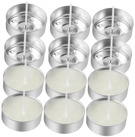 Healifty Porta-tealight in Alluminio e Stoppini in Cotone per Creazione Candele Te Supporti Resistenti al Calore per Candele Vuote per Ambienti Accoglienti e Progetti Artigianali