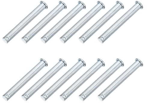 QUARKZMAN 12Pcs M10 x 75mm Goujons À Trou Unique, Goujons De Remorque À Tête Plate En Acier Au Carbone Zingué Pour Verrou De Remorque, Réparation Mécanique, Équipement Industriel