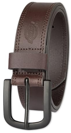 Dickies Mens 38mm Leather Belt With Two Row Stitch, Brown, 40