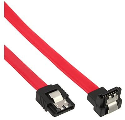 InLine 27701V Câble de raccordement SATA coudé avec languette de sécurité 0,15 m