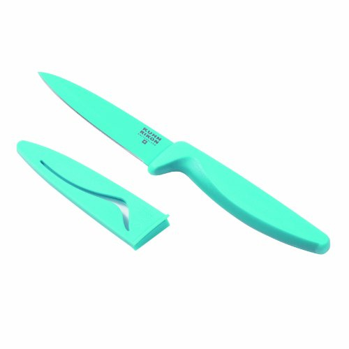 KUHN RIKON 22363 Messer Colori 2 Rüstmesser aqua Gemüsemesser ergonomischer GriffEdelstahl antihaftbeschichtet 21 cm m. Klingenschutz