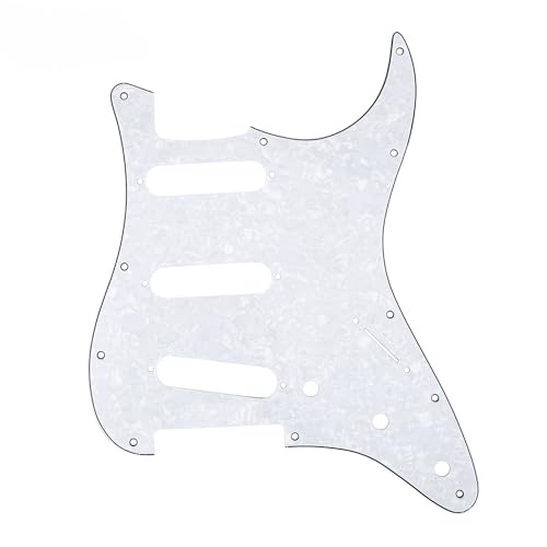 Musiclily Pro 11 Löcher SSS ST Schlagbrett Pickguard 4-lagig White Pearl | für Fender American/Mexican Standard Strat Modern Style E-Gitarre