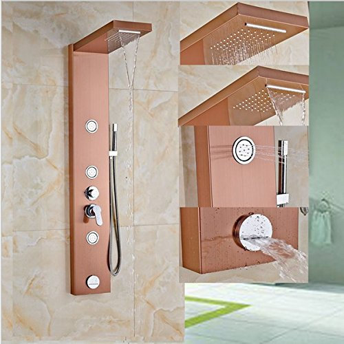 Gowe Rose doré Colonne Panneau de douche de massage Jet Tub Pommeau de douche cascade Mélangeur de pluie