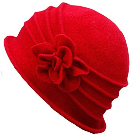 iSpchen Butterme Sombrero de Invierno para Mujer, Elegante, Lana, Tipo Campana, Rouge # 1