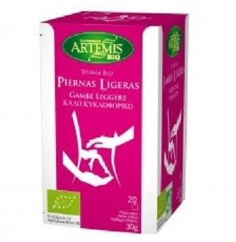 ARTEMIS - Infusión Orgánica Piernas Ligeras - con Vid roja, Ginkgo, Arándano - Vaciado y Desinflado - 20 filtros