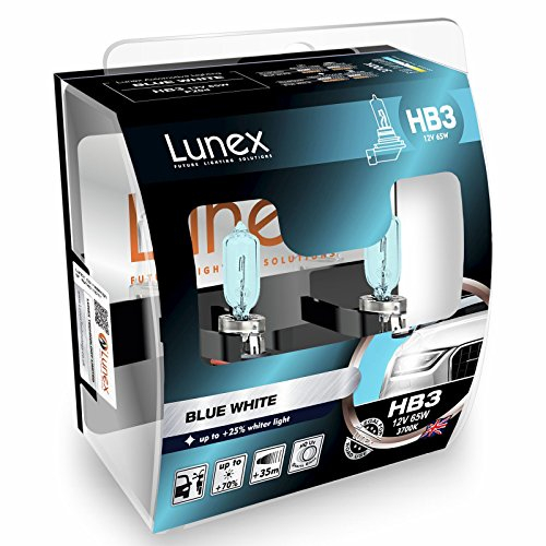 LUNEX HB3 9005 Blue White Scheinwerfer Halogenbirnen Lampen Blauer Effekt 12V 65W P20d 3700K duobox (2 Stücke)