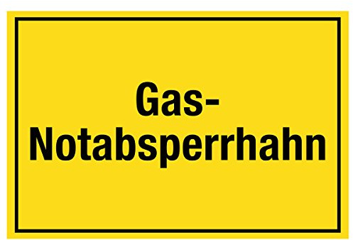 WANDKINGS Hinweisschild - Gas-Notabsperrhahn - stabile Aluminium Verbundplatte - Wähle eine Größe - 20x15 cm