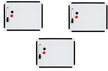 Invero® 3X Pack of A4 Dry Wipe Magnetic Hanging Notice Memo Whiteboard with a Marker Pen, Sponge & 2 Magnets for Offices, Home, Kitchens, Kid's (29.5x22x2cm)