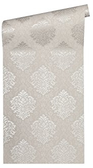 A.S. Création Architects Paper PVC-freie Vliestapete Alpha Tapete mit Ornamenten barock 10,05 m x 0,53 m beige metallic Made in Germany 324803 32480-3