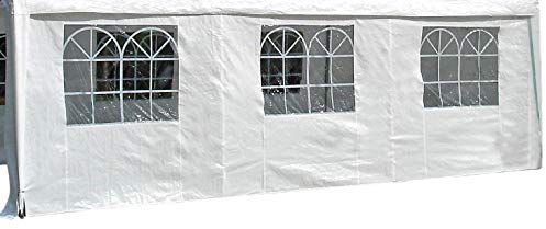 Seitenplane für Zelt 6x4 Meter, PE Weiss mit Fenstern