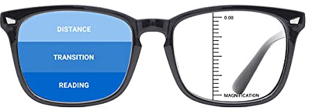 TIJN Progressive Multifocus Reading Glasses for Women Anti Blue Light Blocking Readers Vintage Square Nerd Eyeglasses
