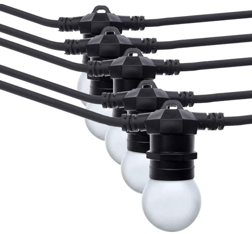 BarcelonaLED Guirlande LED lumineuse 10 mètres imperméable IP65 pour intérieur et extérieur avec 10 ampoules LED blanc chaud pour jardin, terrasse, balcon, fête.