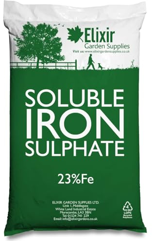 Elixir Gardens 23% FE Soluble Iron/Ferrous Sulphate | Lawn Tonic & Grass Green-Up|5kg Bag | Makes 400L of Liquid Feed
