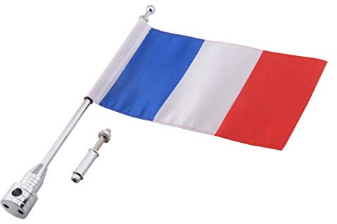 SDENSHI Mât de Drapeau en Alliage d'Aluminium avec Drapeau de la France Universel pour Motos - FR 2