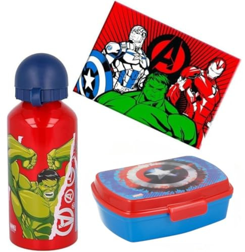 sun city Borraccia in alluminio Portamerenda e tovaglietta Avengers