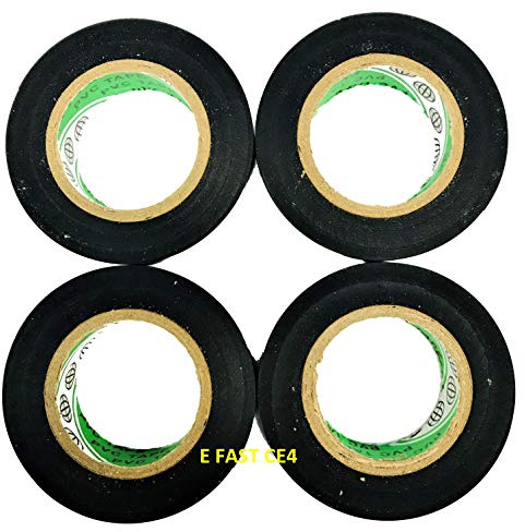 E FAST CE4 4pcs Electrical Tape, Insulation Tape, PVC Electrical Adhesive, Size 17mm x 15m, Black Colour