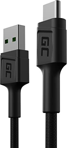 Green Cell PowerStream Cable USB-C 1,2m USB-A QC 3.0 480 Mbit/s | Compatible con Samsung Galaxy S22, S21, S20 Ultra, S10, S9, S8+, Note 20 a 8, A80 a A41 y Huawei Honor P40 a P9 Lite