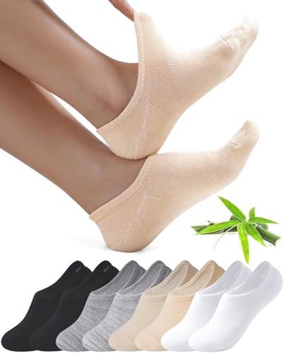 Toes Home Bamboo No Show Trainer Socks for Womens and Men - 8 Pairs Non Slip Low Cut Ankle Socks Sneaker Invisible Footies Loafers Casual Boat Shoes