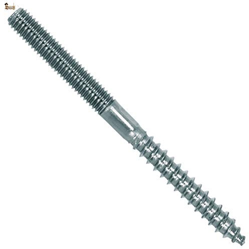 BricoLoco Vis tire-fond galvanisé double filetage avec section centrale hexagonale Empreinte Torx. Raccord en bois ou cheville avec filetage métrique. (8x150, 50)