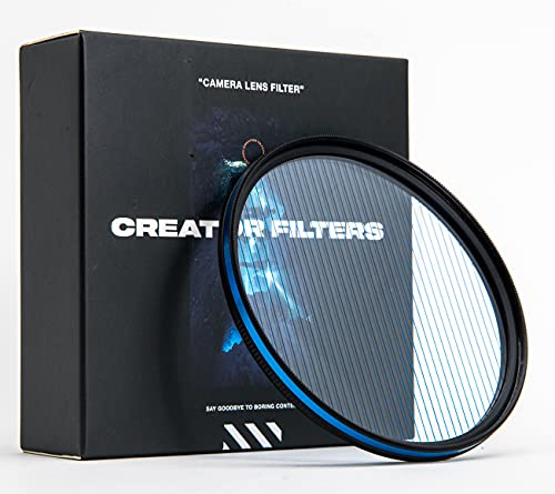 Creator FX Anamorfake Blue Streak Filtre à Effets spéciaux | Filtre anamorphique à Effet de lumière évasée pour Objectif d'appareil Photo (Convient pour 82 mm, 77 mm, 72 mm, 67 mm de diamètre)