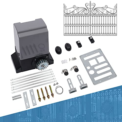 BJTDLLX 750 W, azionamento porta scorrevole per cancello scorrevole, per cancello, cancello, cancello, cancello, cancello, portone di garage, set completo fino a 2000 kg, con telecomando e asta