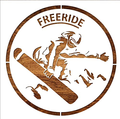 Schablone aus Kunststoff, Mylar, 21 x 21 cm, Snowboarder Freeride