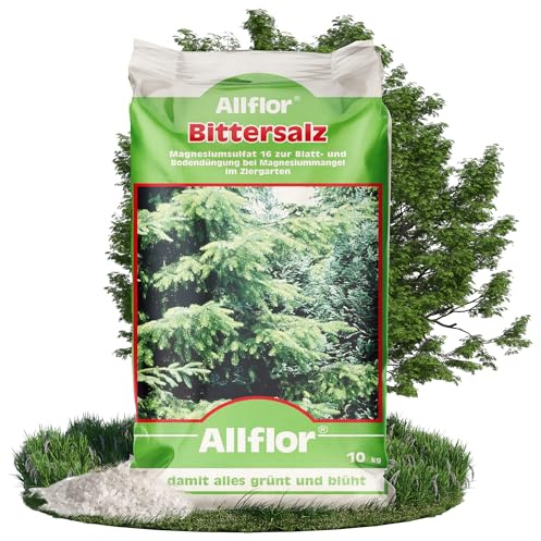 Allflor Bittersalz mit 16% Magnesium I 8 x 10 Kg I Bittersalz gegen Braunfärbung an Nadelbäumen und Hecken I Salzdünger für Blattgrünbildung I Zur Blatt- und Bodendüngung