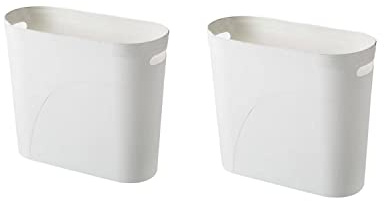 YAZEES Bathroom Small Trash Can, 3 Gallon Slim Plastic, Set of 2, White