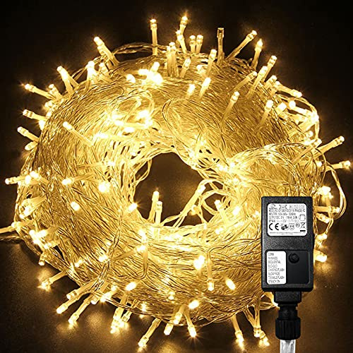 Tubiaz LED Lichterkette Außen, 20m 200LEDs mit 8 Leuchtmode, Speicherfunktion, IP44 lichterketten Deko Beleuchtung Weihnachtsbeleuchtung für Weihnachten Halloween Hochzeit,Warmweiß