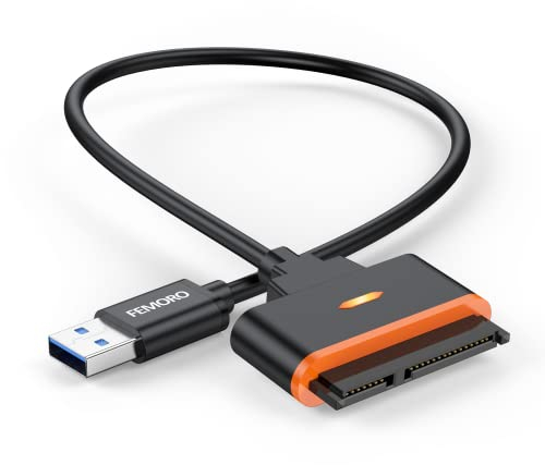 FEMORO Adattatore SATA a USB 3.0, cavo convertitore di trasferimento dati SATA III 5 Gbps, supporto UASP per unità SSD a stato solido da 2,5 pollici